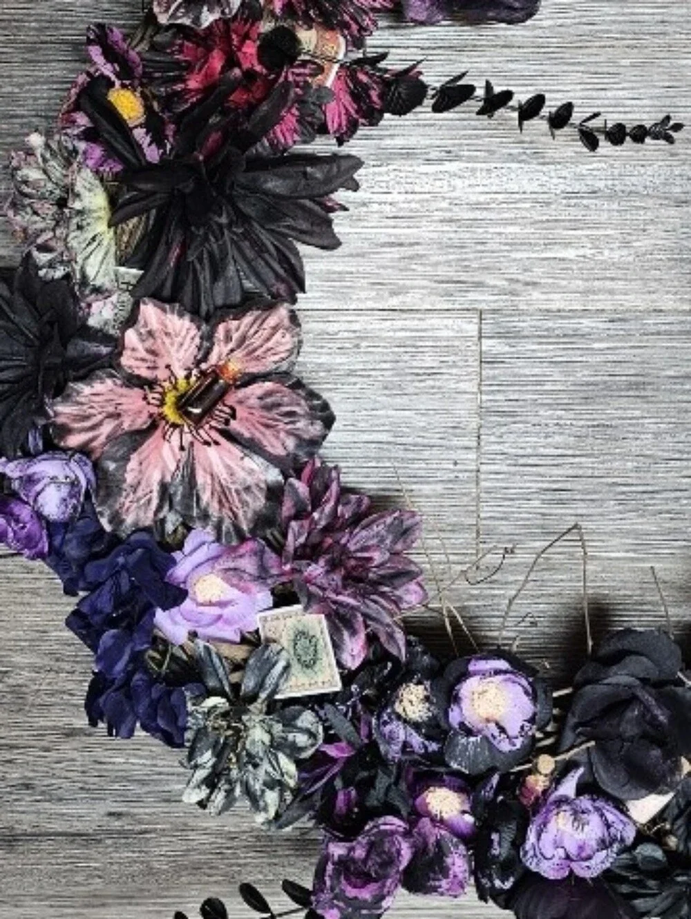 Hand Crafted Purple and Pink Gothic Floral Wreath